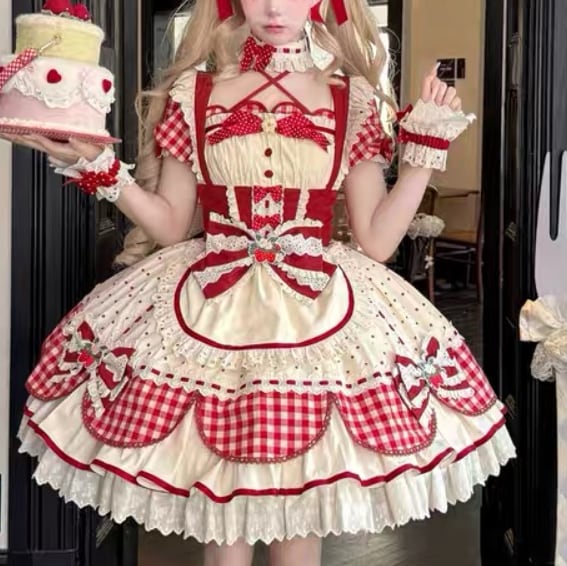 レア希少■2019年製品■大きめポーチロリータ服メイド服マイメロディーいちご柄 マイメロディ - レア希少□2019年製品マイメロディー大きめ