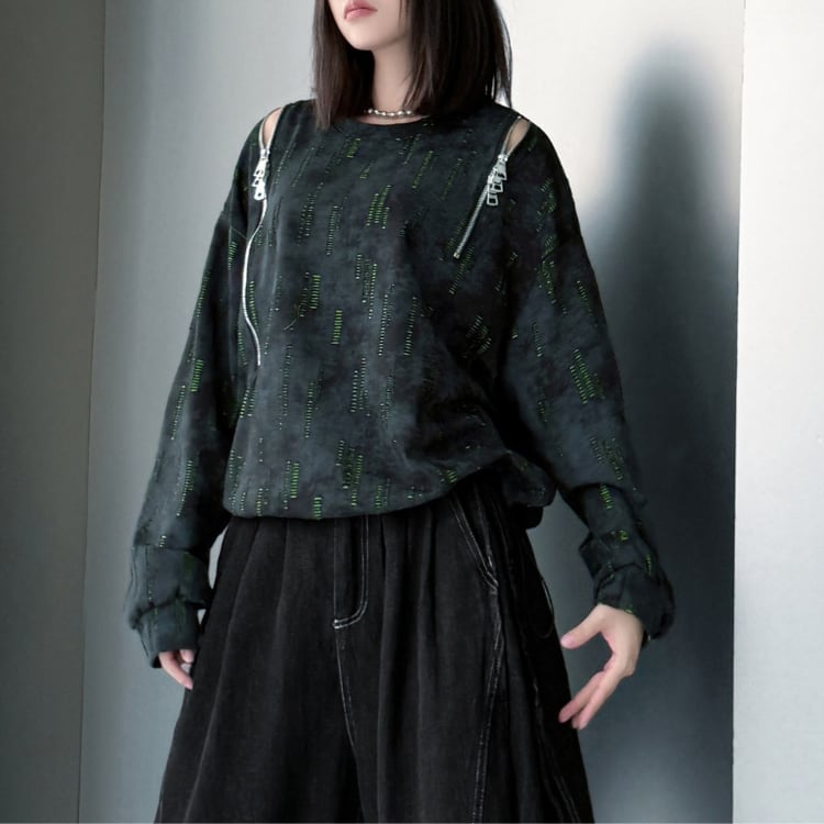 ジップショルダーデザイントップス R30316