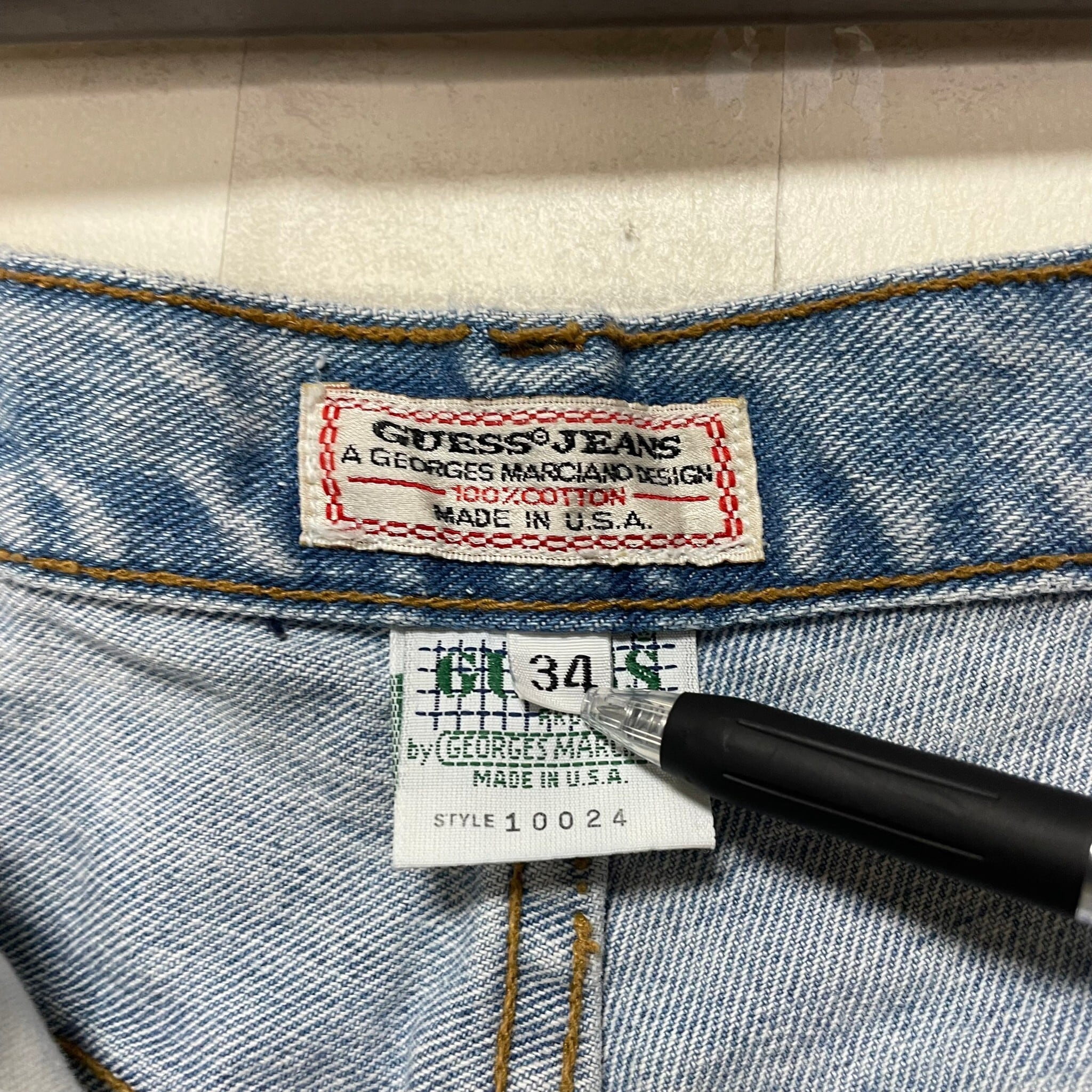 Made in USA】【W34×L32】GUESS デニムパンツ 革パッチ | 古着屋OLDGREEN