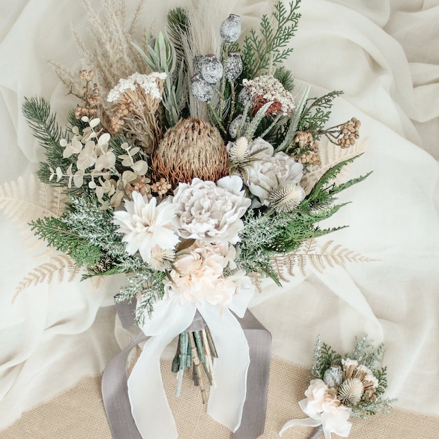 Winter green  Bouquet＆Boutonniere