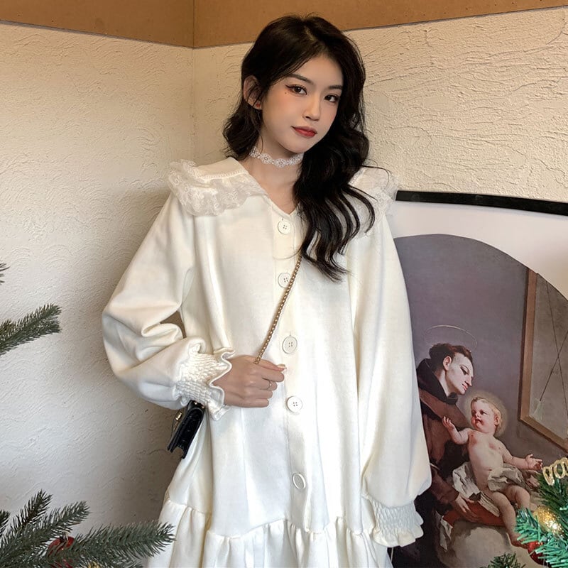 レースカラードレス スプリングスタイルルーズ薄手スカート 大人ガーリー スウィート キュート カジュアル 春物 萌量不足84151845642