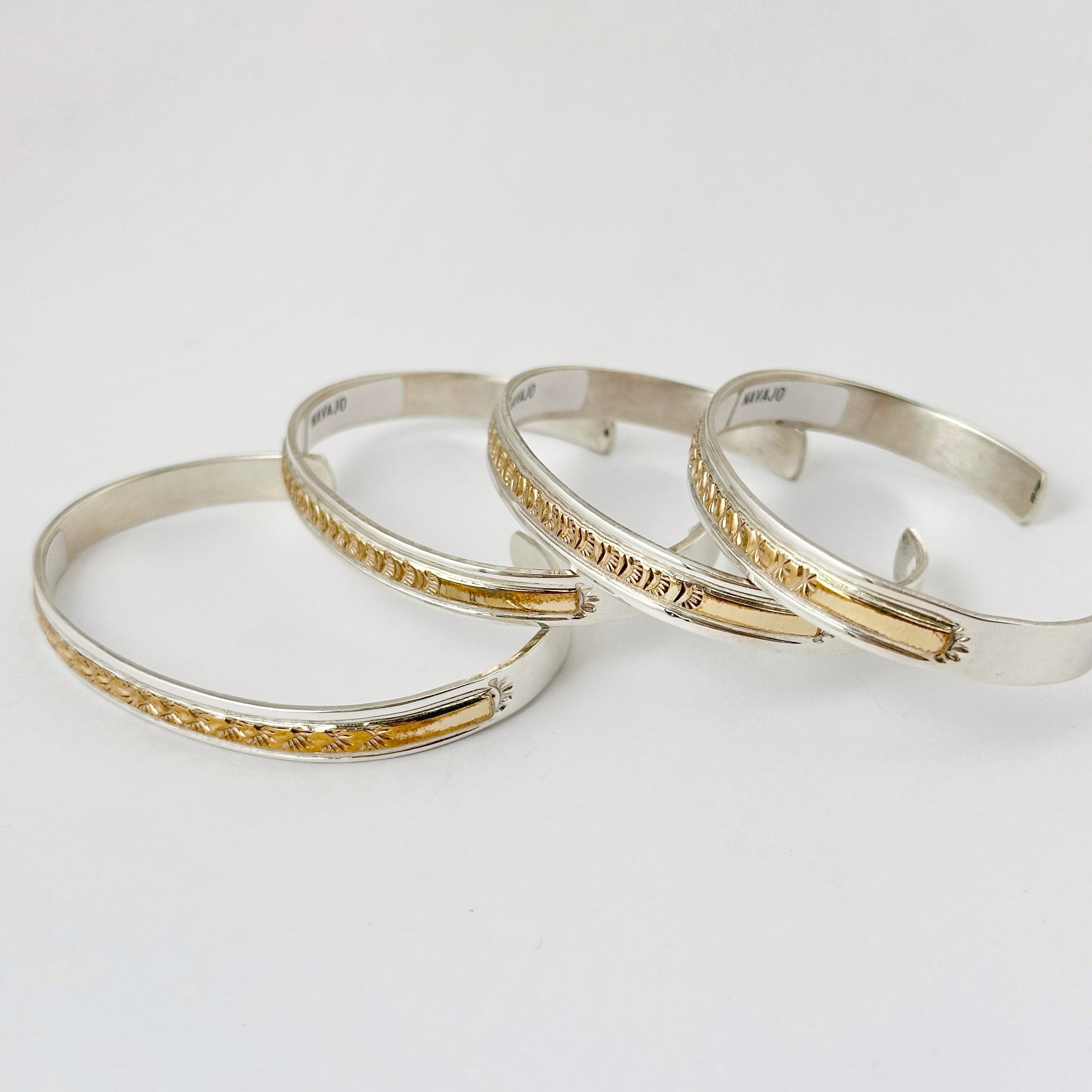 Indian Jewelry 》Silver x Gold Coating 6mm幅 コンビ スタンプワーク