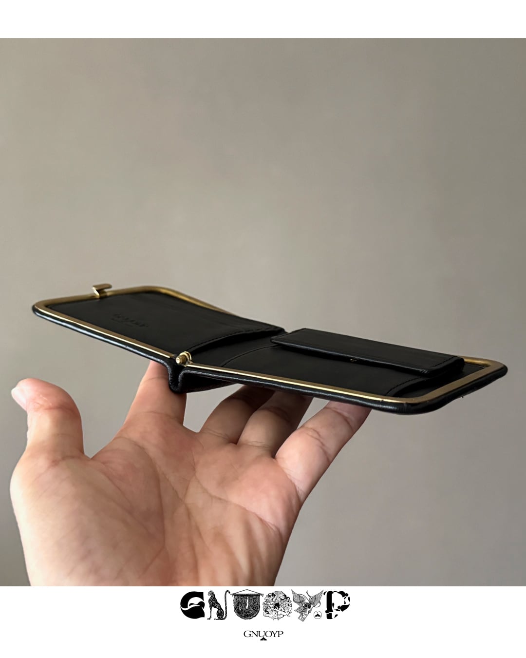 天溝折財布 BLACK （Frameless Bi-Fold Wallet – Organic Deer Leather