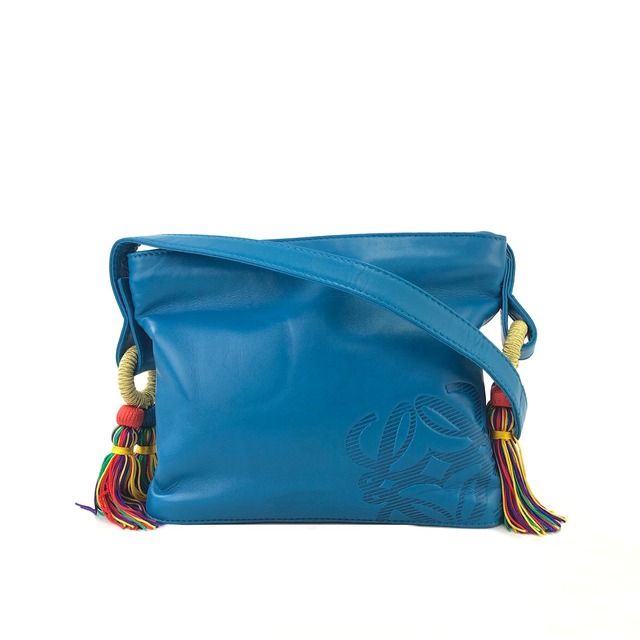 LOEWE ロエベ  タッセル アナグラム ナッパレザー ミニバッグ ショルダーバッグ ブルー vintage ヴィンテージ オールド nzi2xk
