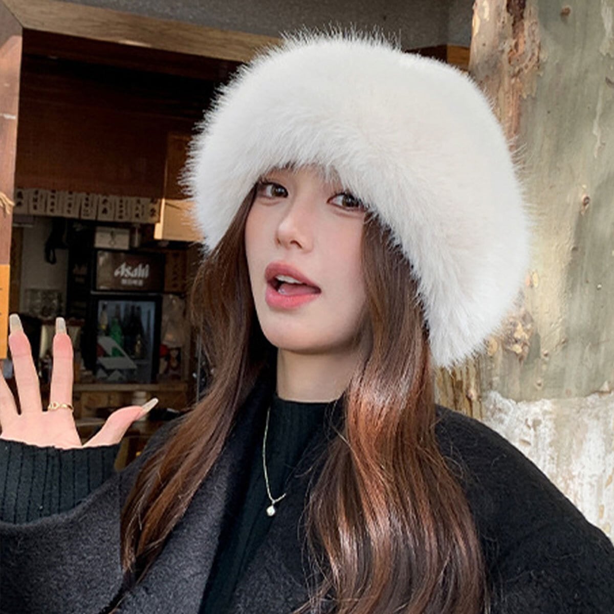 バケットハット ファー ハット レディース 秋冬 韓国 防寒 保温 暖かい ふわふわ もこもこ おしゃれ きれいめ 大人 かわいい 小顔 帽子 ファーハット エコファー 大人可愛い 大人女子