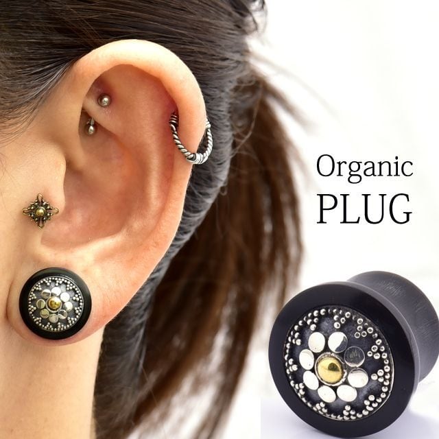 ピアス　No.4882 拡張ピアス 18mm Elementals ゴールデン ハット プラグピアス フレア
