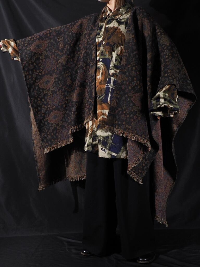 Geometric ethnic gobelin weave vintage poncho