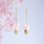 桜とリーフの揺れるピアス/p1608