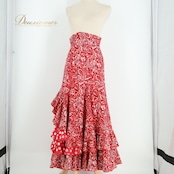 【美品 フラメンコ衣装】レッド系 SONIA JOHNES ソニアジョーンズ ファルダ スカート 赤 白 水玉 ペイズリー柄 ハイウエスト