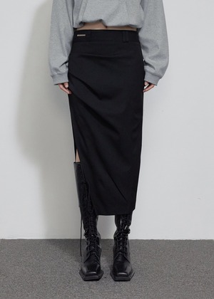 [BOHEMIAN SEOUL] SIDE TUCK PENCIL SKIRT, BLACK 正規品 韓国ブランド 韓国通販 韓国代行 韓国ファッション bohemseo ボヘミアンソウル ボヘムソ 日本 店舗