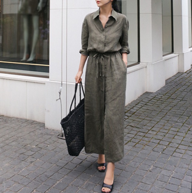 relaxed fit  shirt midi dress＜d3313＞