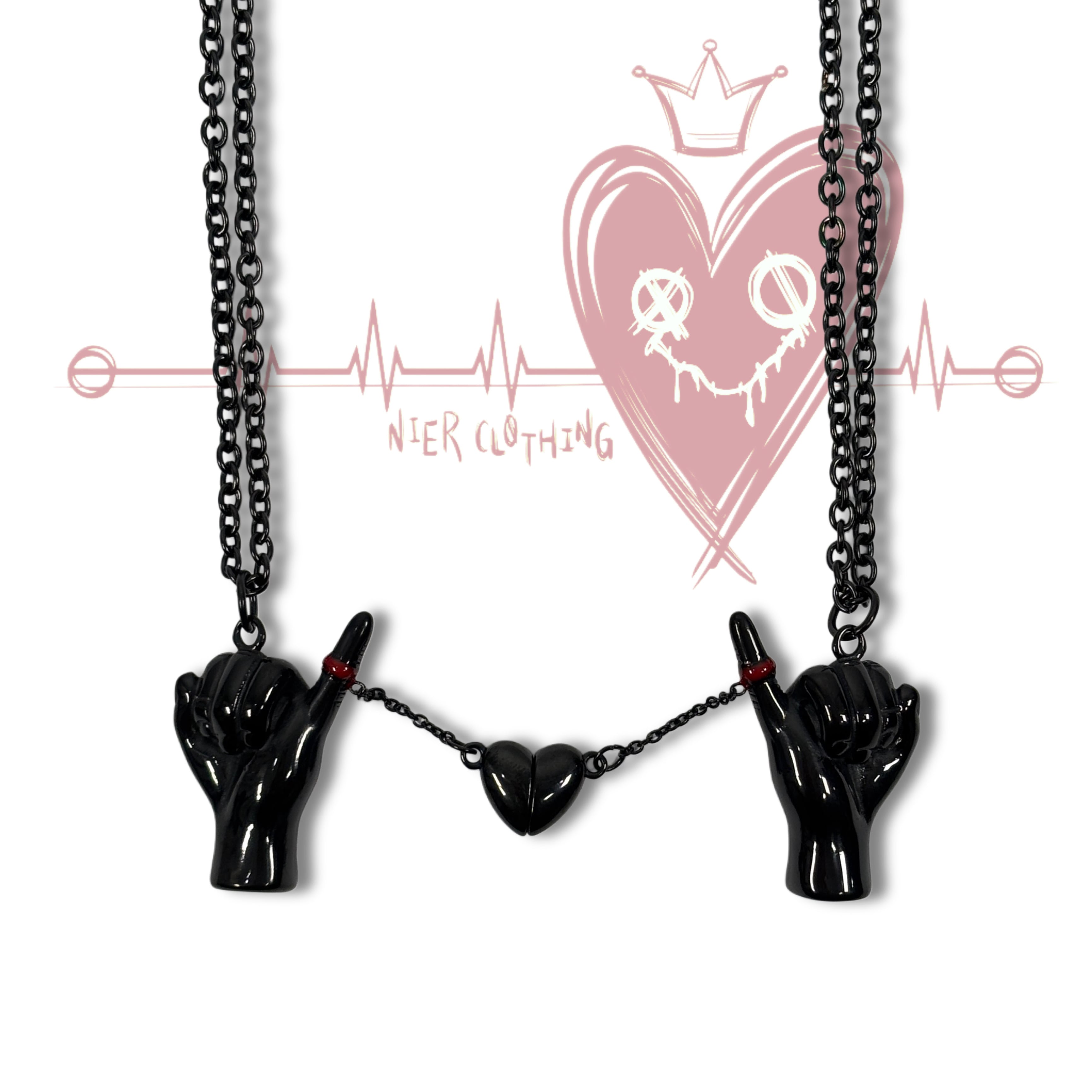 MAGNET HEART PAIR BLACK NECKLACE【SWEAR】 | NIER CLOTHING