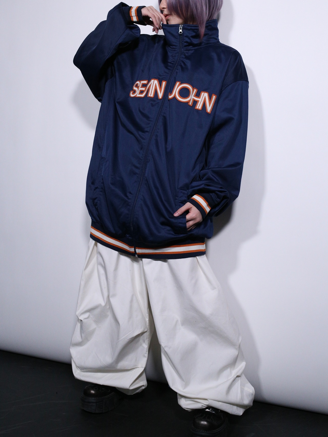 ”sean john” accent lib design satin track jacket - 2