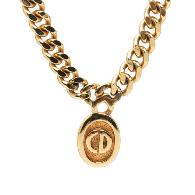 ディオール CDロゴ チェーン ネックレス ゴールド メッキ レディース Dior 【中古】