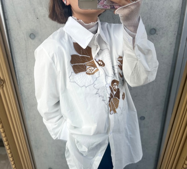 【即納】フラワー刺繍ブラウス