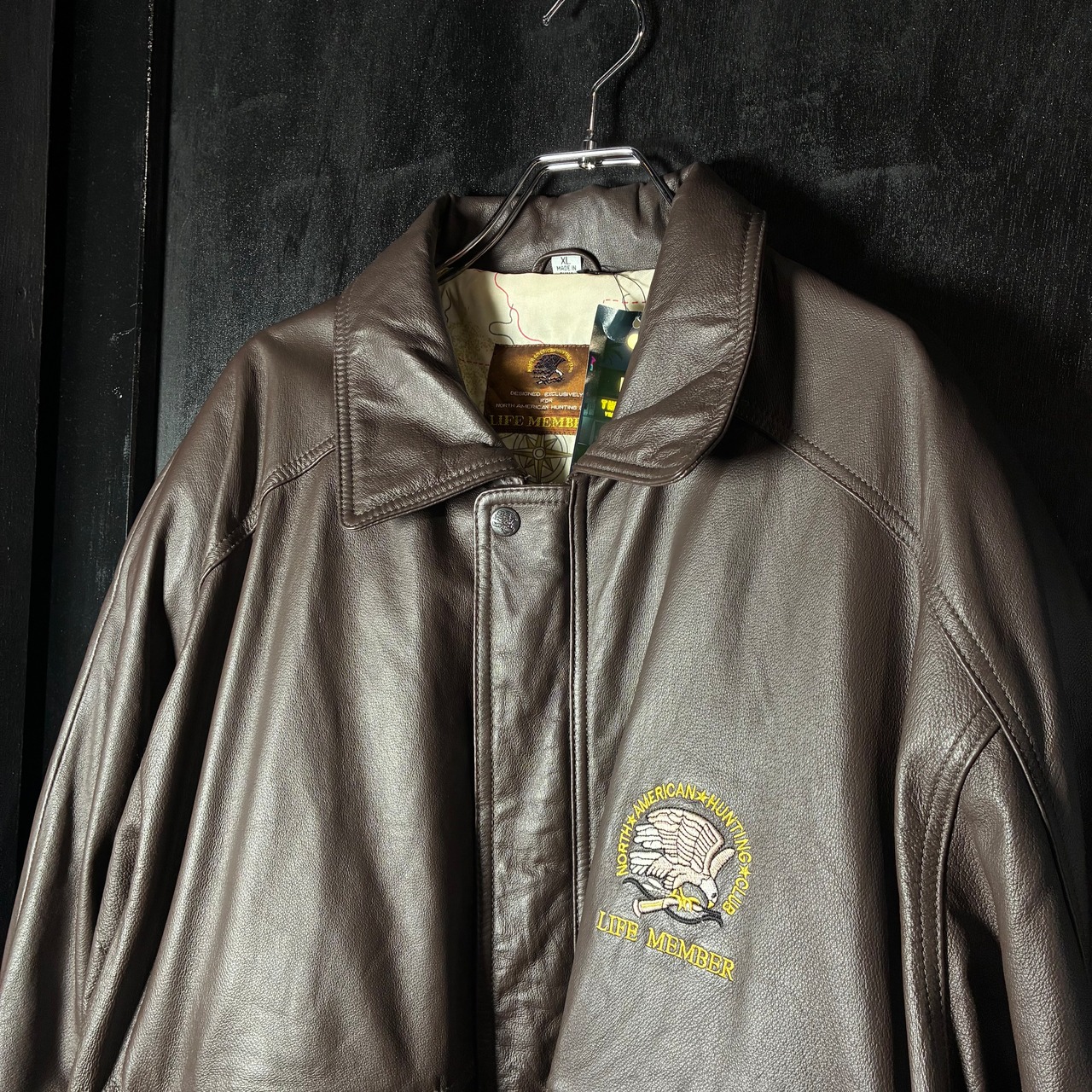 A-2タイプ 本革 レザージャケット / ブラウン / North American Hunting Club / 裏地マップ柄 / リアルレザー