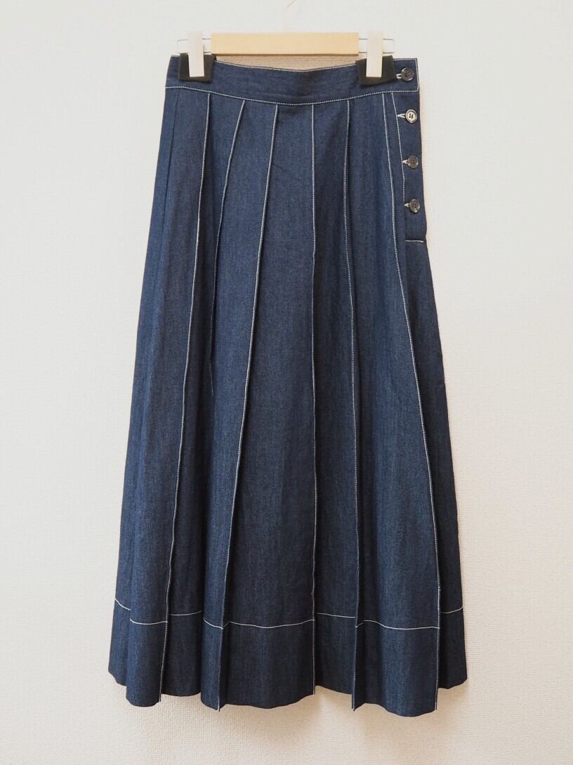 pleated skirt <denim>