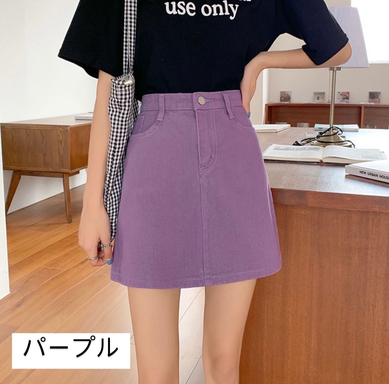 脚長効果up 着回し抜群 デニム ミニスカ ミニスカート Aライン プチプラ タイト ハイウエスト スタイルアップ 脚長効果 大人可愛い シンプル カジュアル Lamitte Deco トレンド 韓国ファッション ショップ Base店