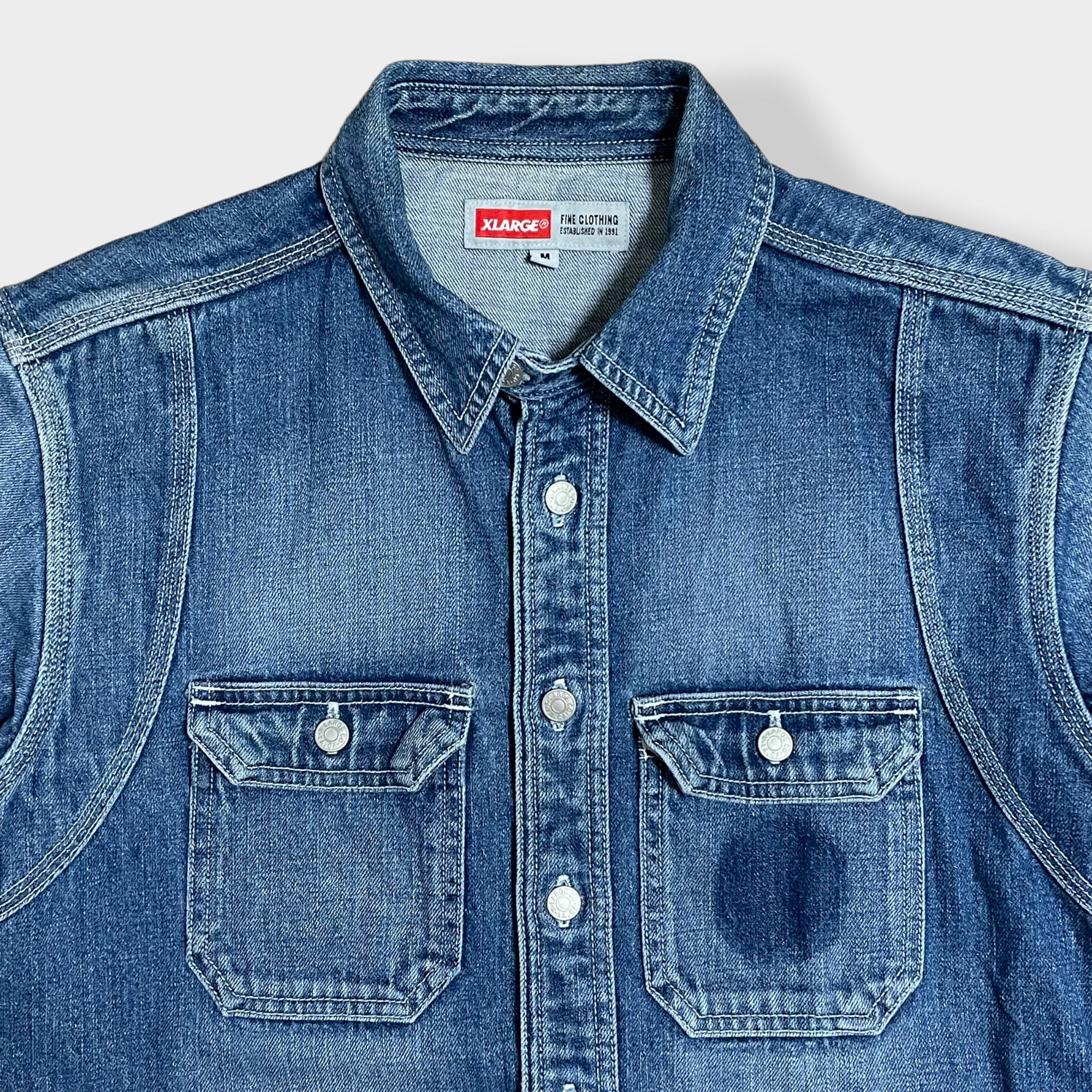 XLARGE】日本製 デニムシャツ デニムジャケット タックボタン ネオバ