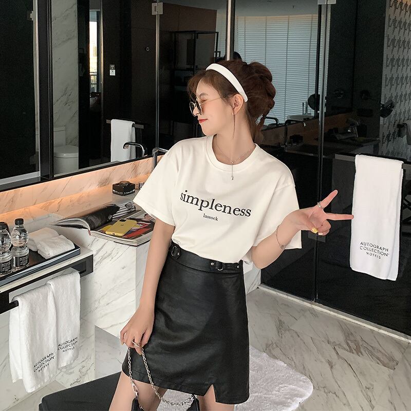 レザーショートスカート ハイウェストウェストAライン HUCHUJING74906531072