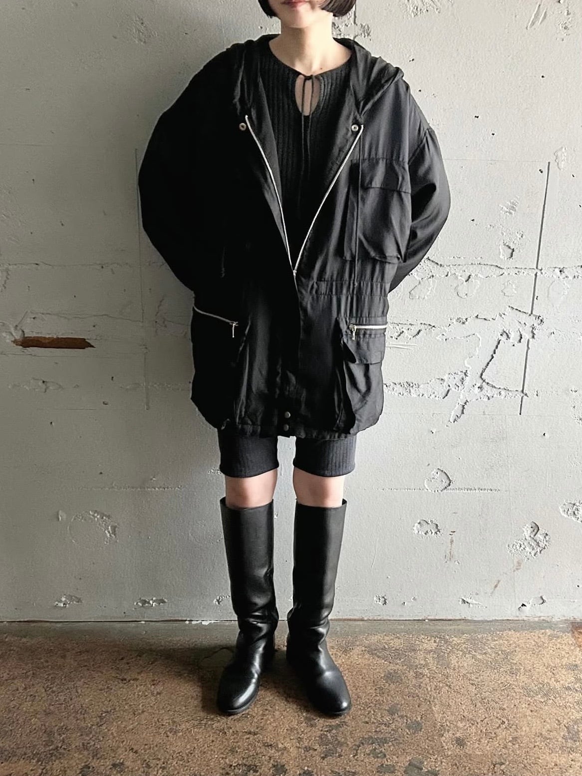 inou 高円寺　ブラックレザーブルゾン A－2シンセティックレザーブルゾン（ブルゾン/ジャンバー） | tk.TAKEO