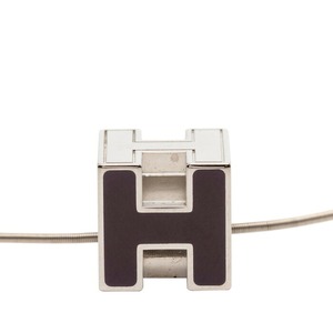 エルメス カージュ ド アッシュ Hキューブ ネックレス シルバー パープル メタル エナメル レディース HERMES 【中古】