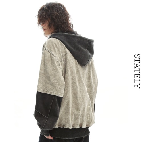 Vintage Wash レイヤードフーディージャケット/2color_T109 画像