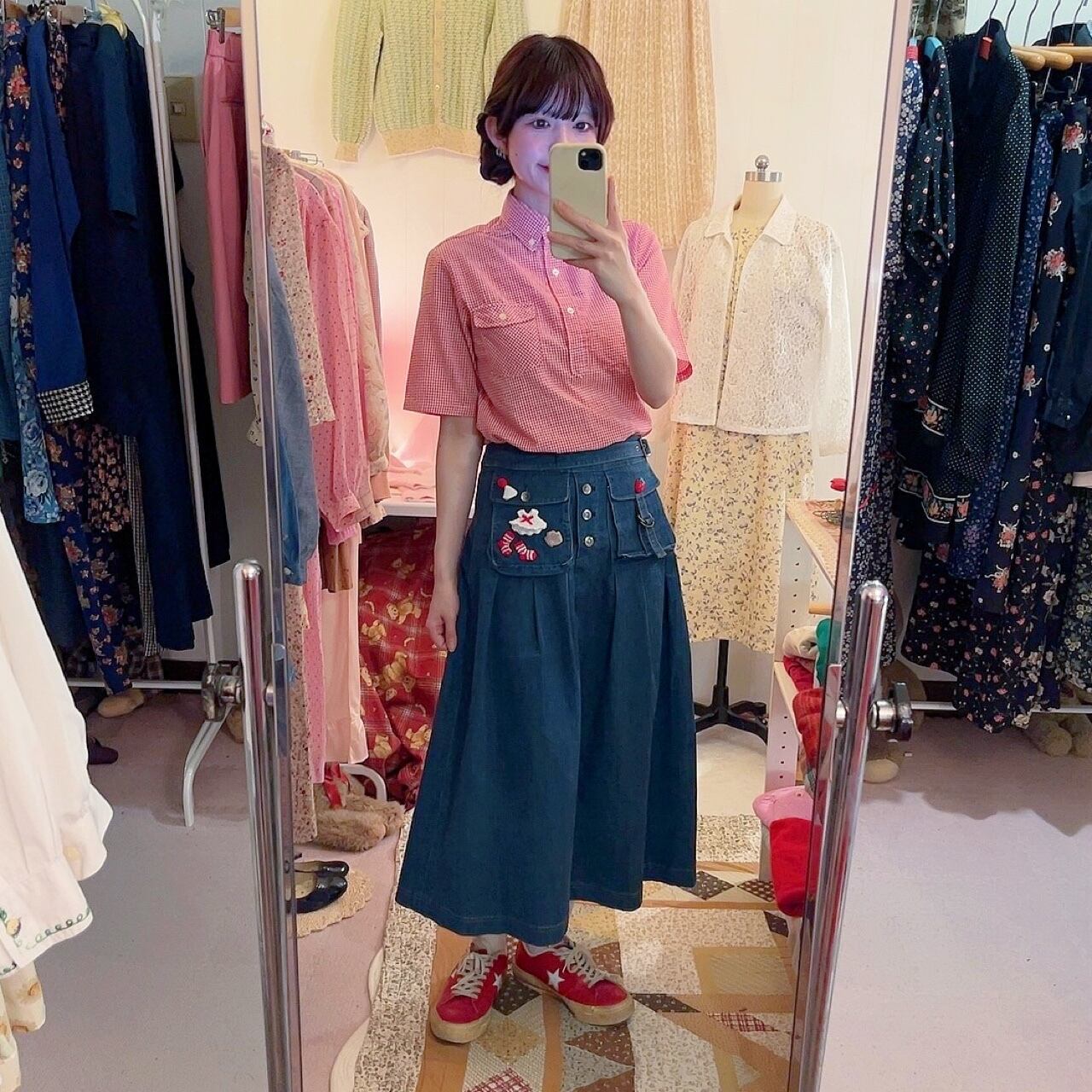 remake ✂︎ strawberry picking dwarf pocket skirt