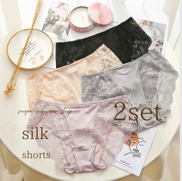 2set 【4color/3size】 silk side lace desigh shorts S114