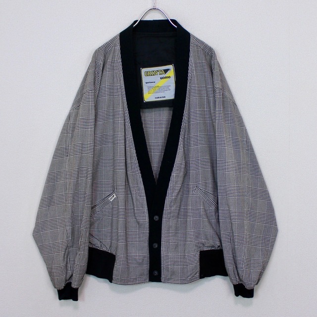 【Caka act2】Monotone Checkerd Euro Vintage Loose Cardigan Jacket