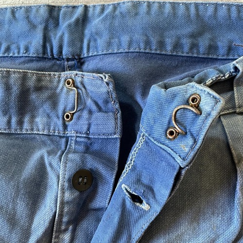 50-60s サンフェード パッチワーク フレンチワーク ブルー パンツ W35 詳細写真10