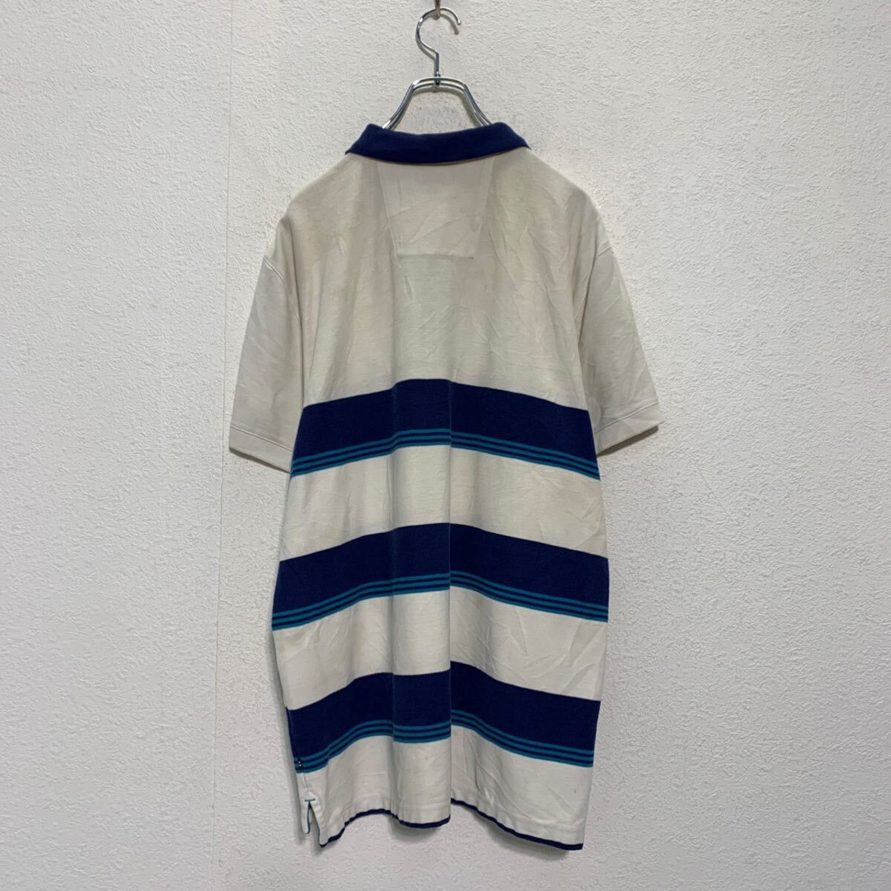 NAUTICA 半袖 ボーダー ポロシャツ XL ホワイト ブルー ノーティカ 
