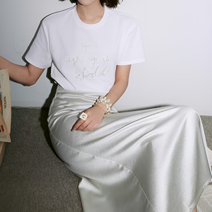 Blogger style gray line skirt【H00035】