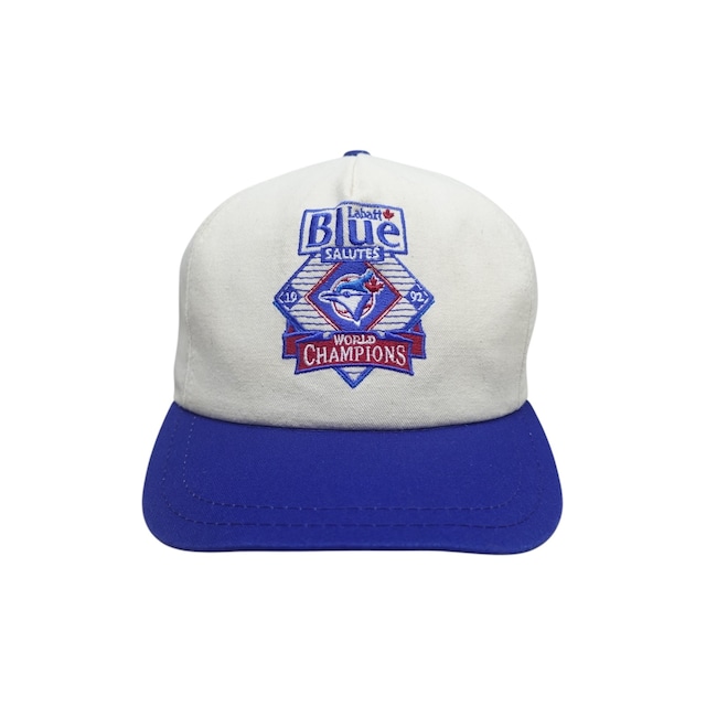 MLB TORONTO BLUE JAYS WORLD CHAMP 1992 LEATHER STRAPBACK HAT ONE SIZE (USED)
