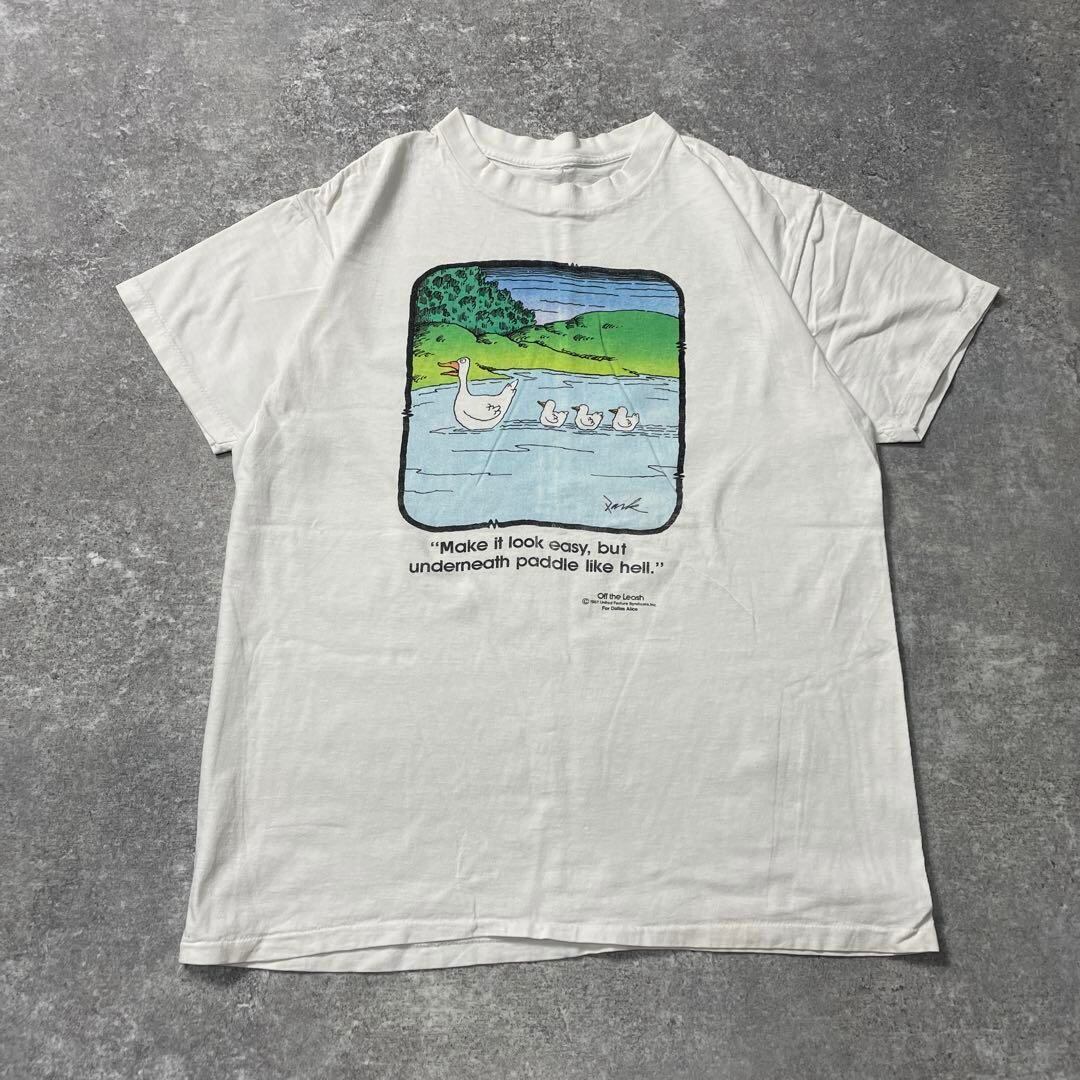 90s アニメ 絵本 絵 絵画 アヒル アート vintage Tシャツ