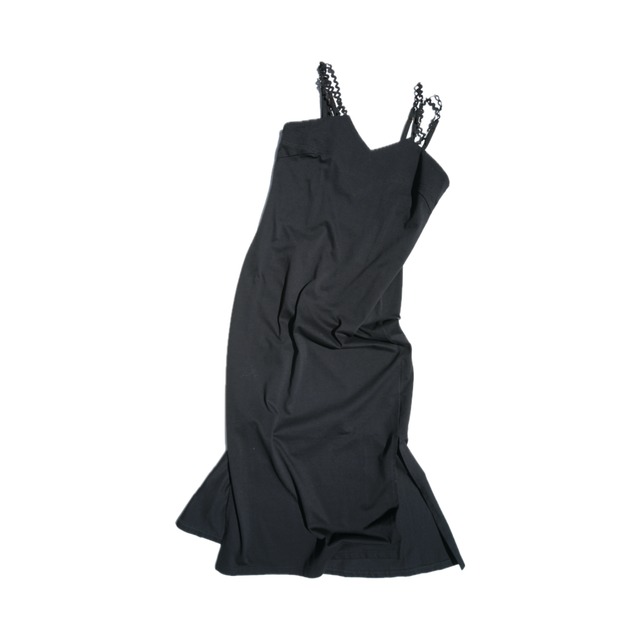 【BANSAN】WAVE Tape Camisole Dress (BLACK)