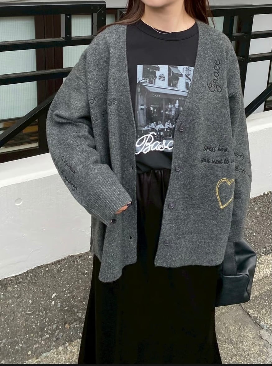 ROSIEE 】レタリング刺繍ニットカーディガン | valance 福井