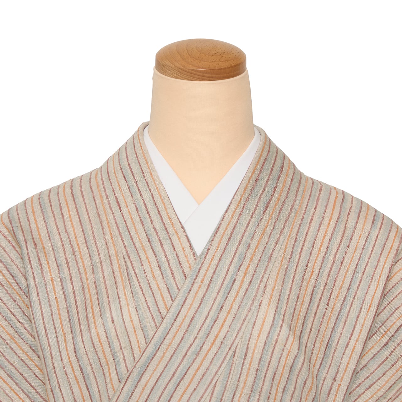 吉田道子 「苑生染」 手描縞模様 紬単衣着物【お仕立て替え済】 | かわの屋