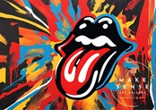 ROLLING STONES｜ロックを象徴するベロマークを大胆に描くアブストラクトアートポスター｜音楽好きの部屋を彩る1枚A4ポスター