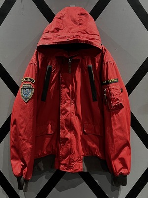 【X VINTAGE】"ALPHA INDUSTRIES" Orange Color Loose Hooded Flight Jacket