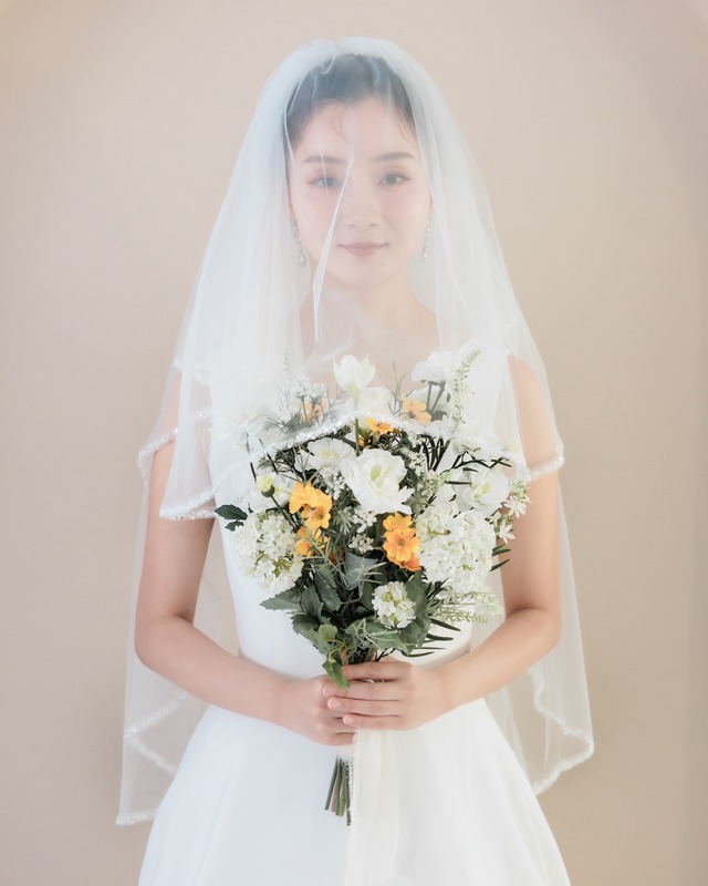 ビーズスパンコールミディアム丈ウェディングベール【VL2501-01】