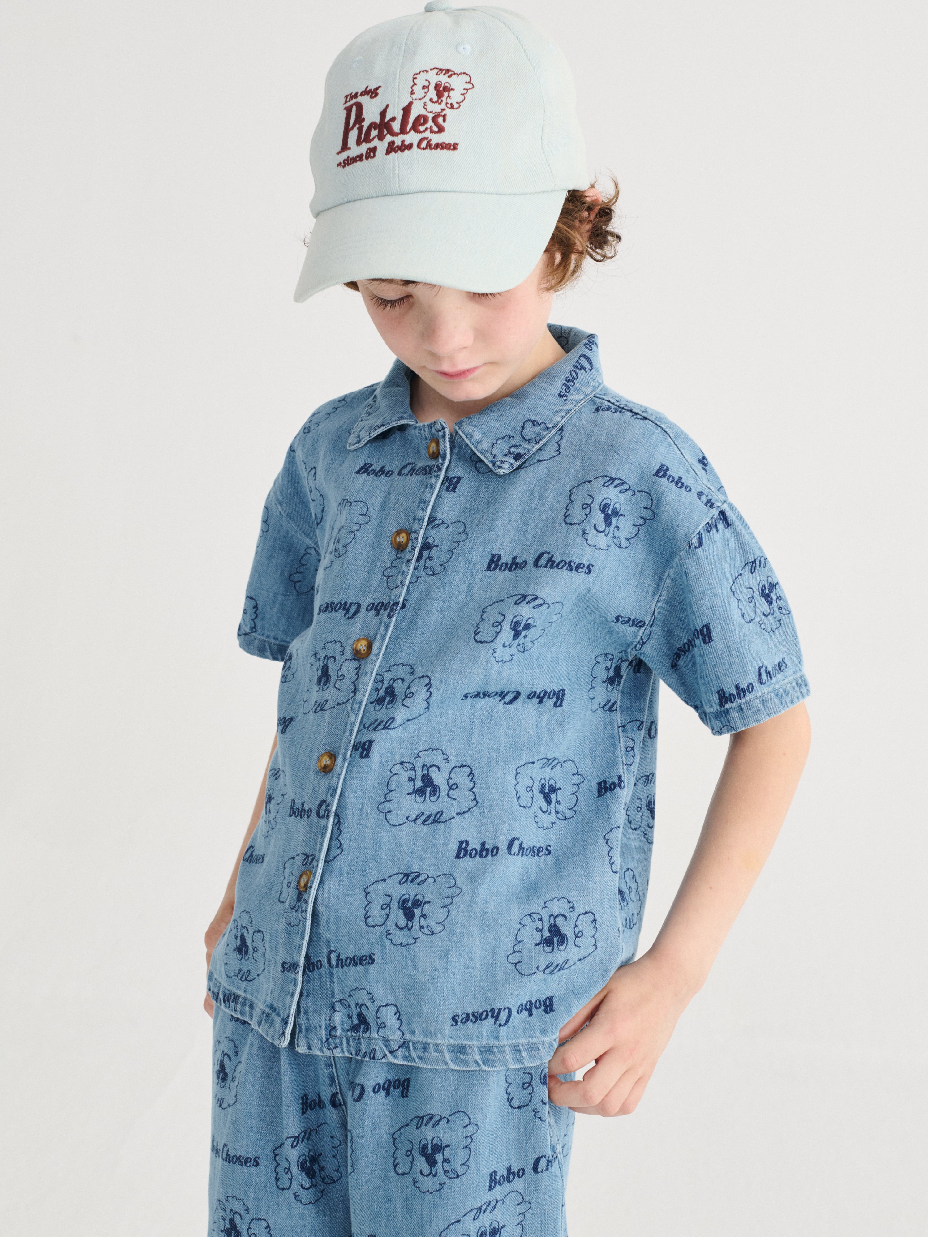 26SS】bobochoses(ボボショーズ)Pikles The Dog denim cap(52cm/54cm