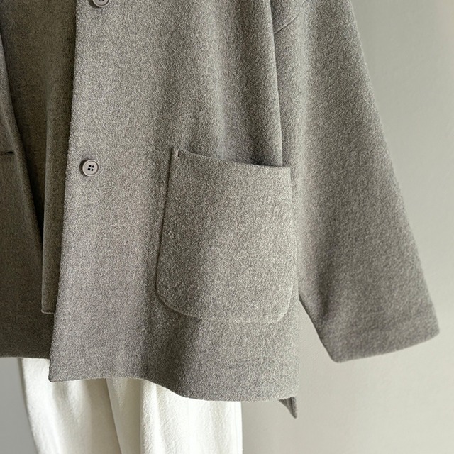press wool no collar jacket　プレスウールノーカラージャケット　evam eva