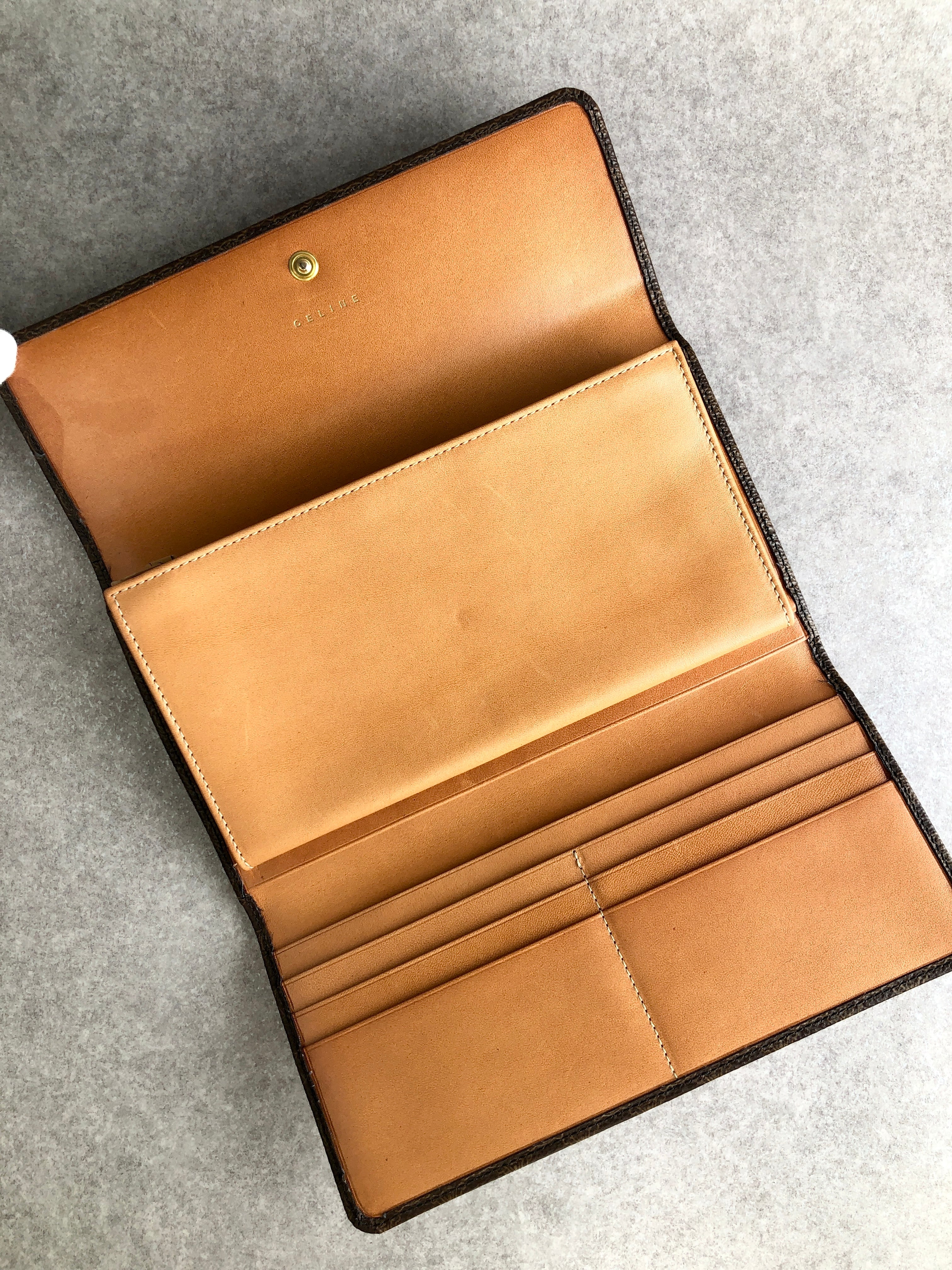 CELINE セリーヌ マカダム 財布 ブラウン ロゴ PVCレザー 長財布