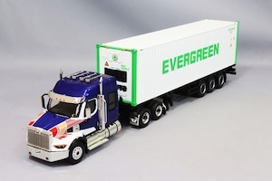 MINI GT / TSM(TrueScale Miniatures) ウェスタン スター 49X 40ft リーファーコンテナ「エバーグリーン」ブルー(左ハンドル) MGT00597-L