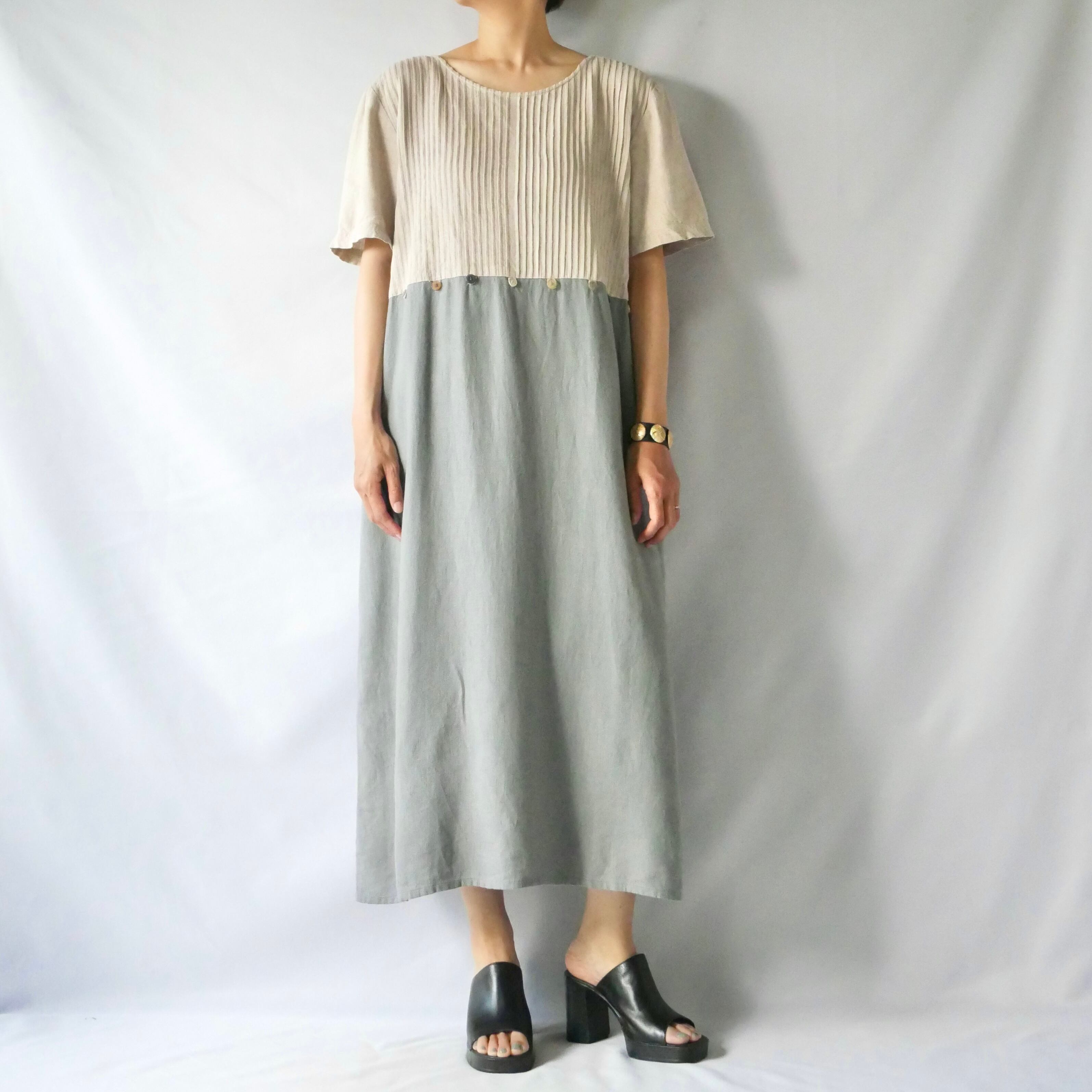 vintage 古着70s バンダナ柄パッチワーク柄マキシ丈ワンピース