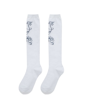 [hug your skin] Front printed knee socks (white) 正規品 韓国ブランド 韓国ファッション 韓国代行 日本 店舗 hugyourskin hug ハグユアスキン