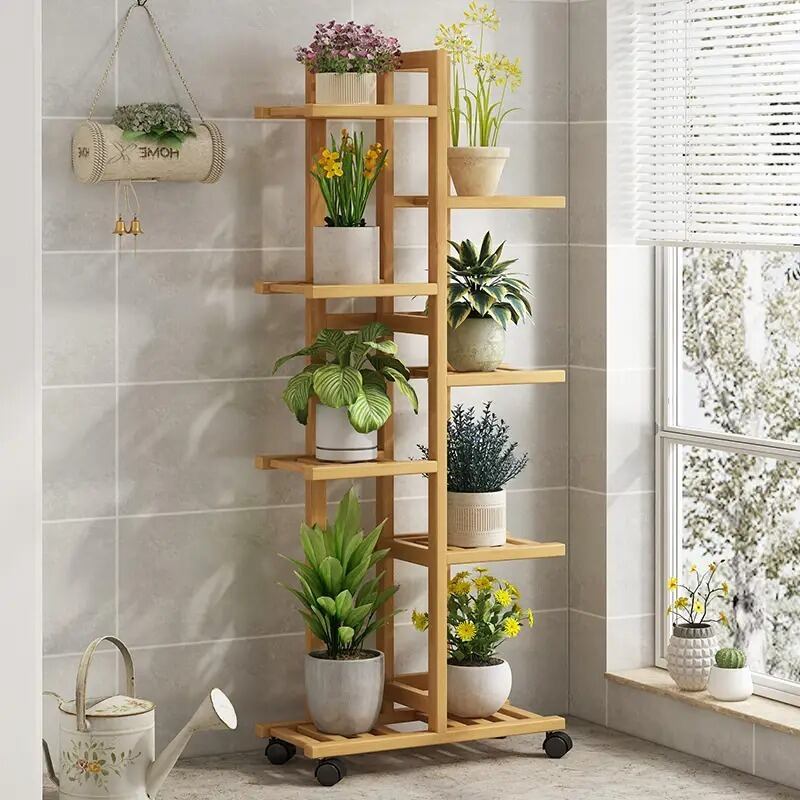 フラワースタンド プランター台 マルチラック 鉢置き バンブー 5段