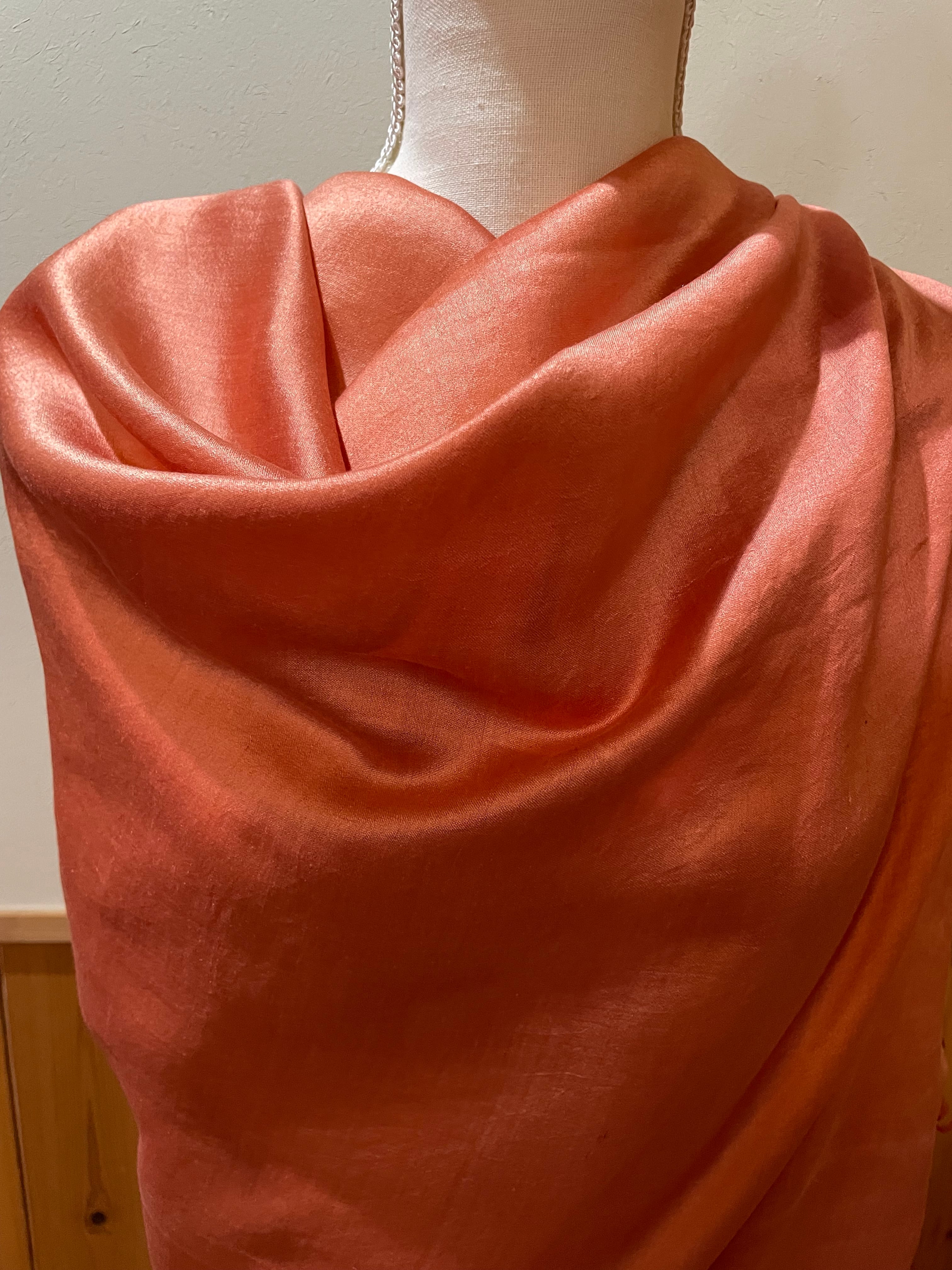 茜染 エリシルクストール シルク100% ワイルドシルク 染めムラあり