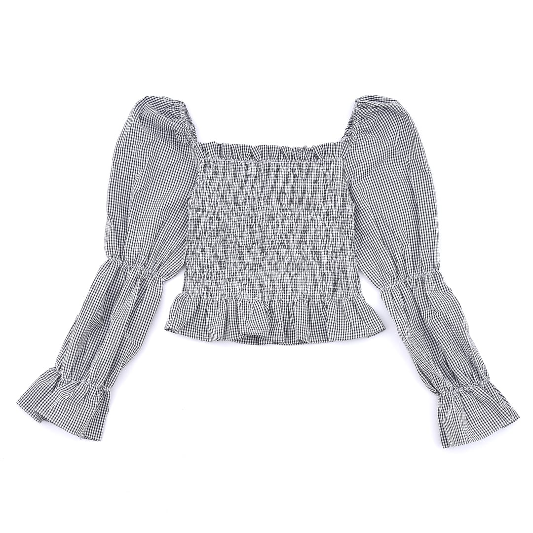 美品　メゾンスペシャル　チェックパフスリーブトップス　オフショルトップス MAISON SPECIAL（メゾンスペシャル）の「チェック＆ポコポコ2WAY